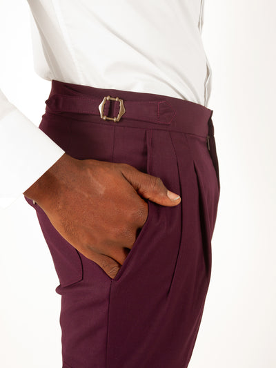 BURGUNDY CARGO PANTS - DRAGON & QUETZALCOATL EDITION