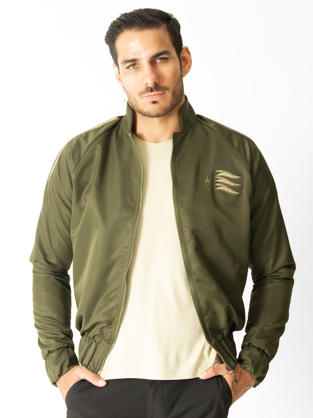 GREEN FEATHERS BOMBER JACKET