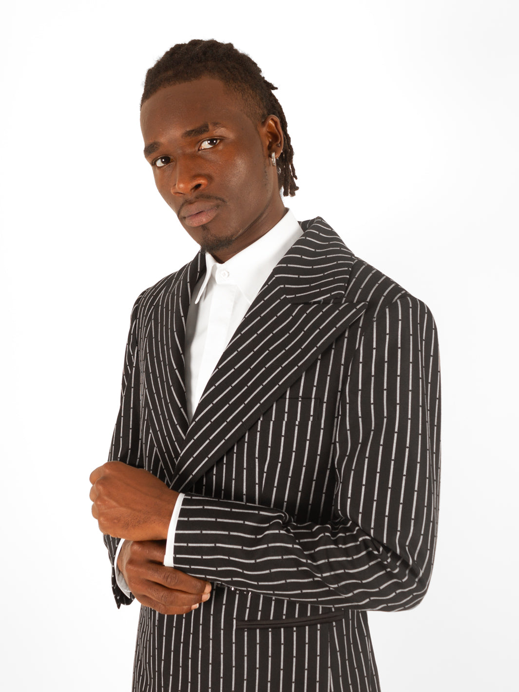 BLACK & WHITE STRIPED SUIT