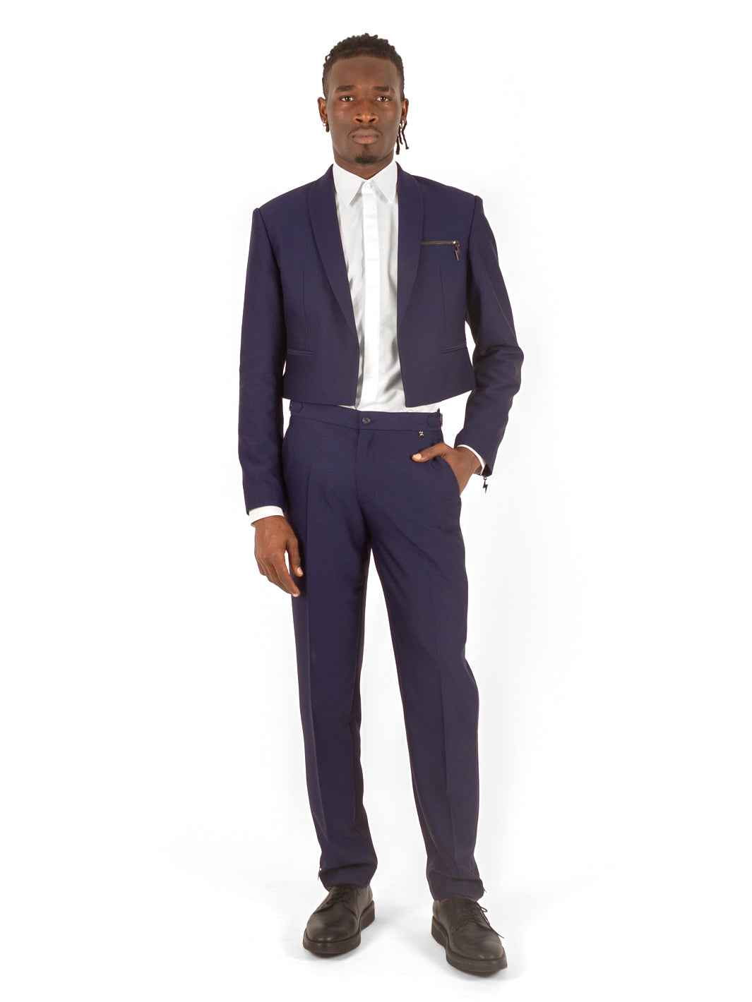 BLUE CROPPED-BLAZER SUIT