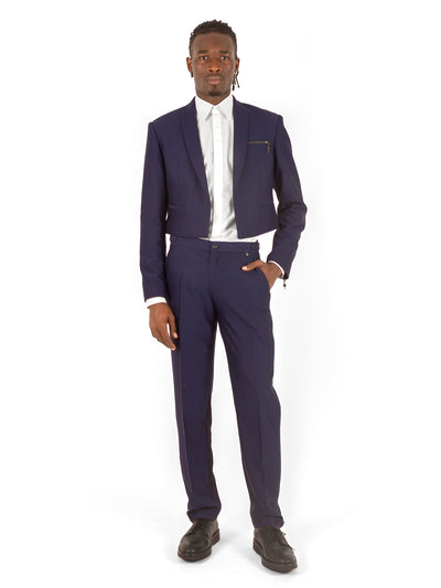 BLUE CROPPED-BLAZER SUIT