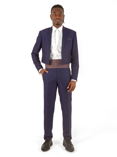 BLUE CROPPED-BLAZER SUIT