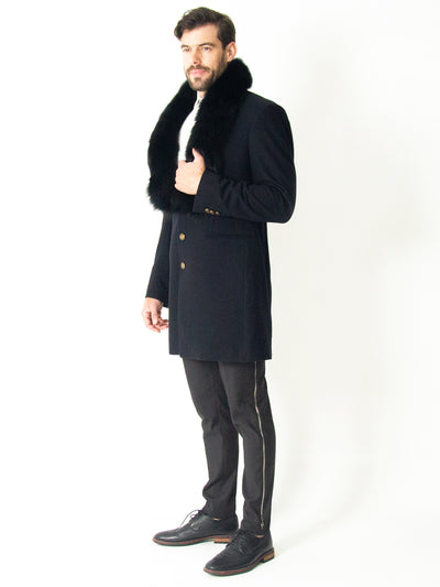 Black Cashmere Coat with Fur