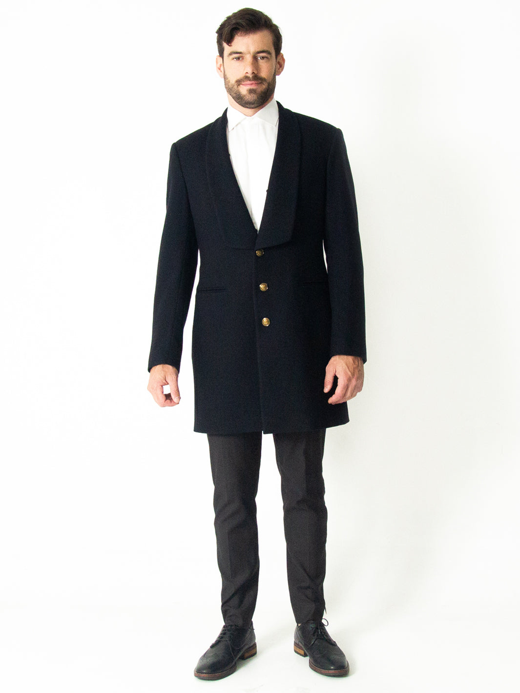 Black Cashmere Coat with Fur