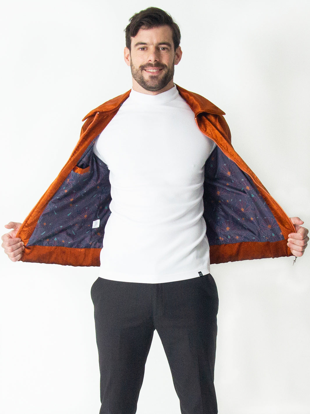 COPPER VELVET BOMBER JACKET
