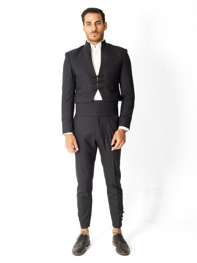 BLACK CROPPED BLAZER SUIT