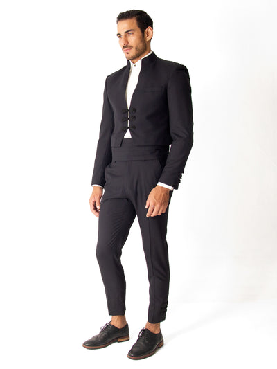 BLACK CROPPED BLAZER SUIT