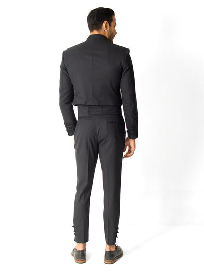 BLACK CROPPED BLAZER SUIT
