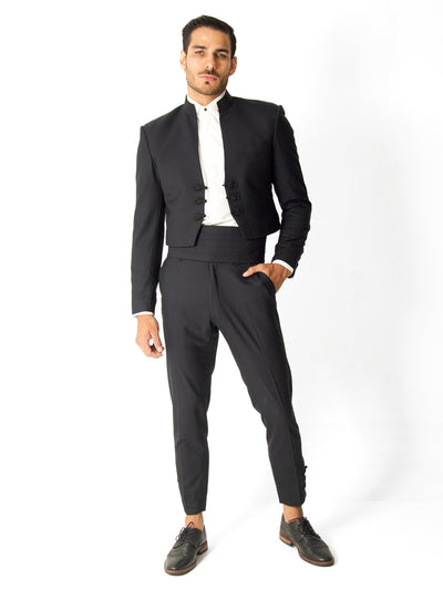 BLACK CROPPED BLAZER SUIT