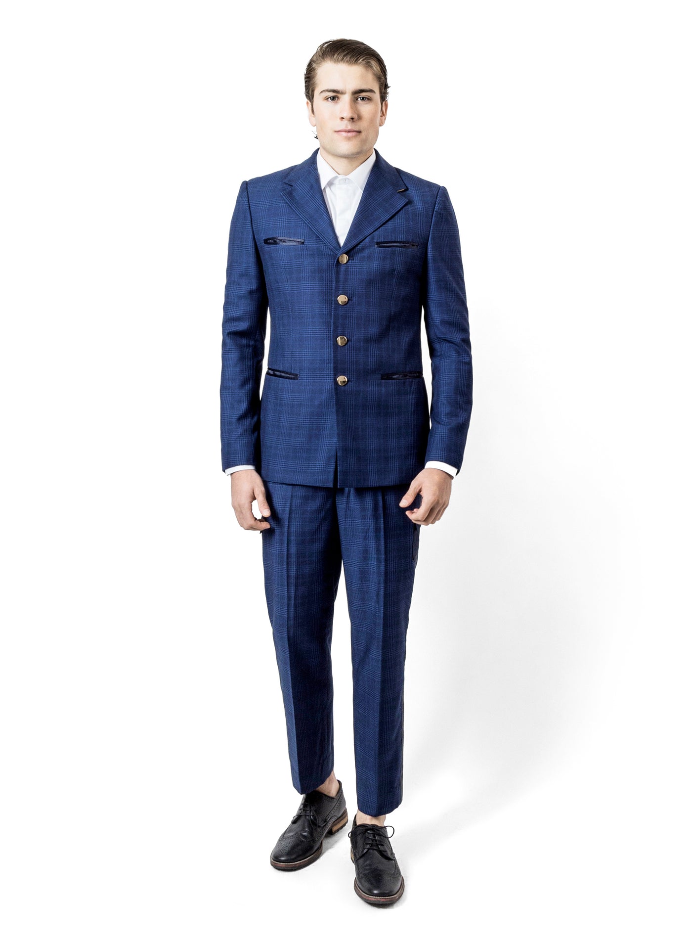 PLAID-CHECK SUIT WITH POCKETS
