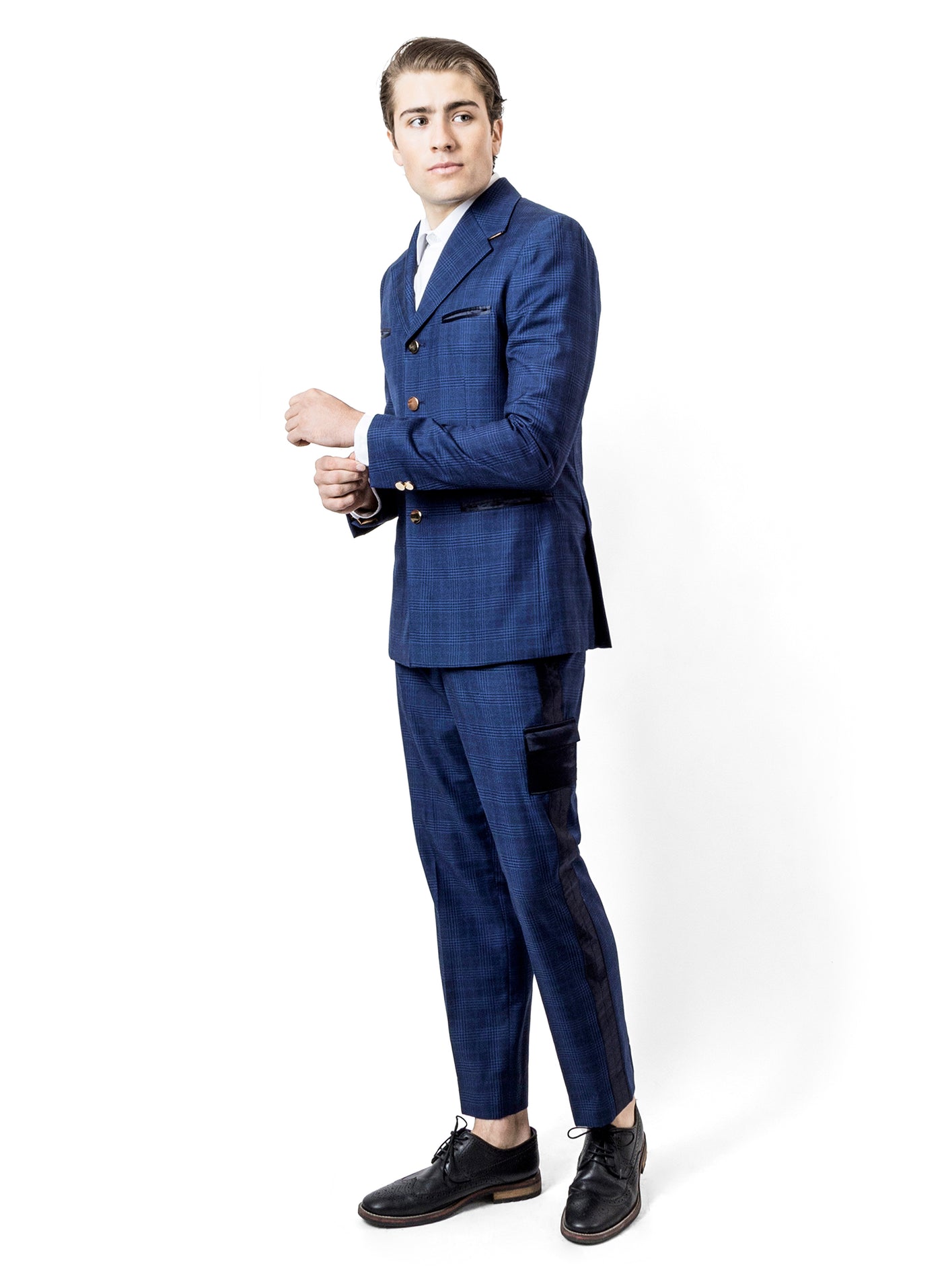 PLAID-CHECK SUIT WITH POCKETS