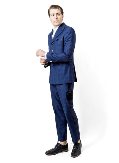 PLAID-CHECK SUIT WITH POCKETS