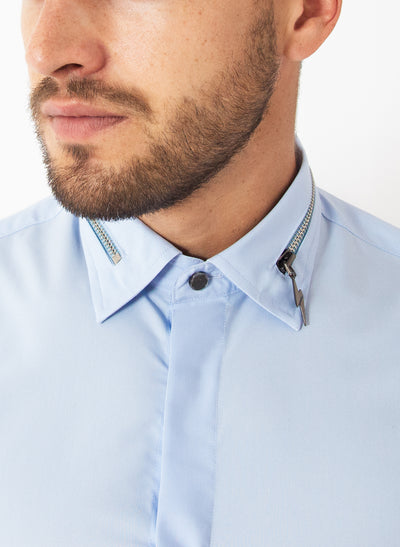 LIGHT BLUE THUNDER ZIPPER SHIRT